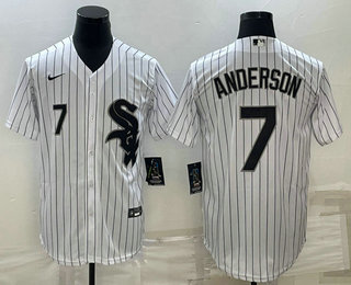 Mens Chicago White Sox #7 Tim Anderson White Cool Base Stitched Jersey